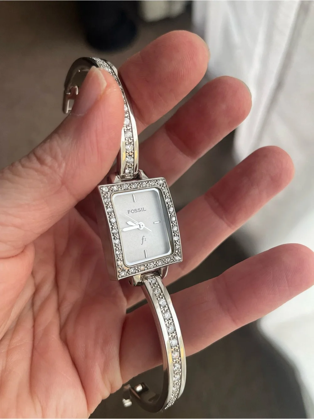 Women’s Fossil F2 Bling Rhinestone Bangle Bracelet Watch - RARE Elegant